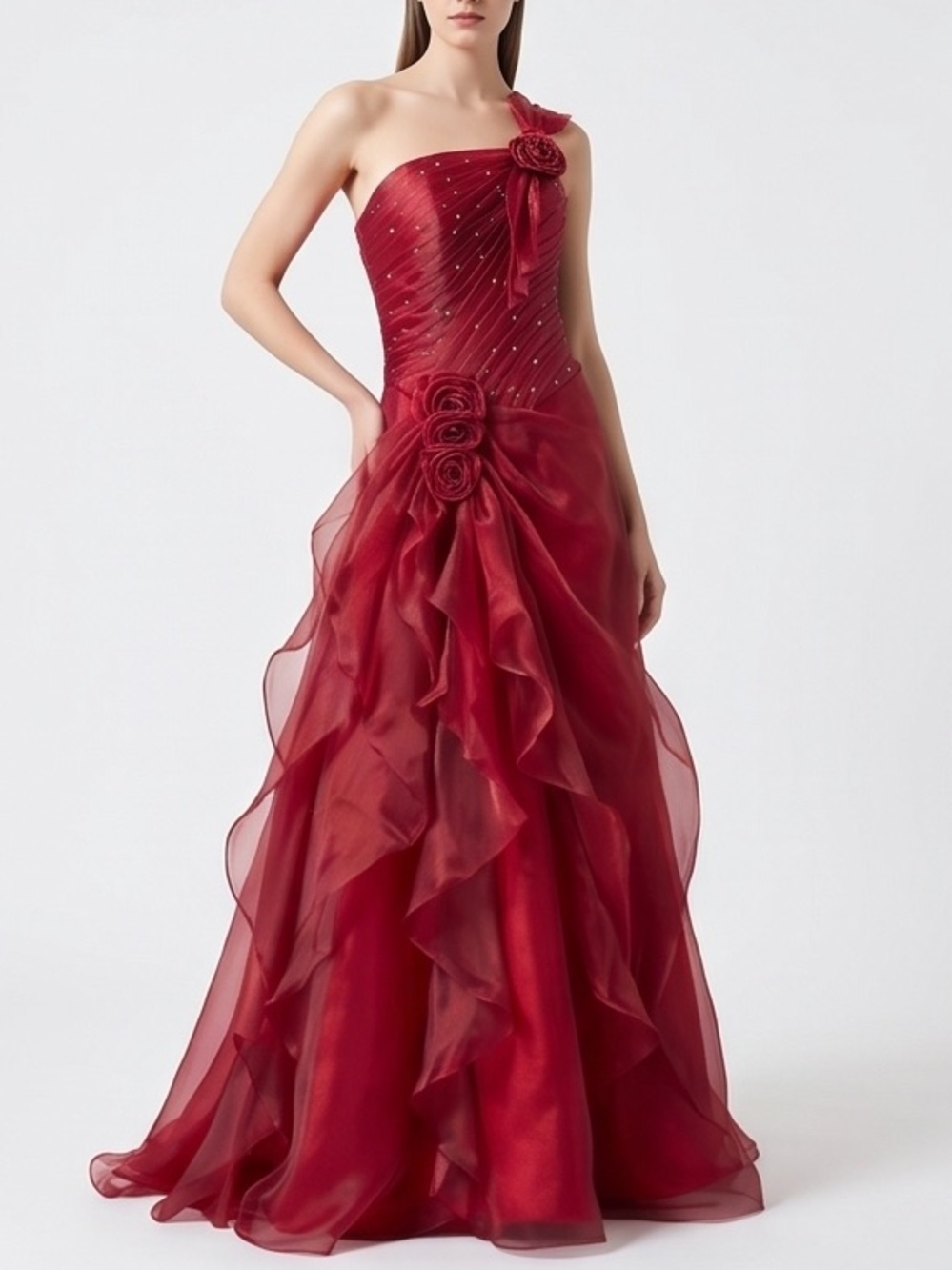 Gorgeous Red Rose Tulip Skirt Prom Dress